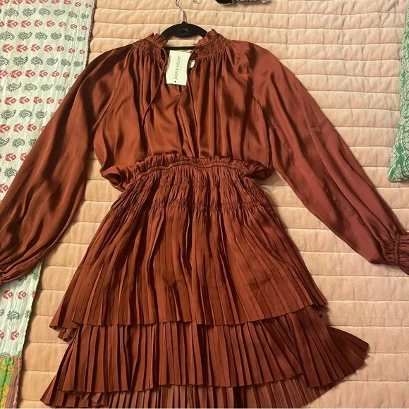 strapless open back dress Burnt Orange Half Sleeves V-Neck Charming Knee Length Short Bridesmaid Dresses, CB0269 US14 / As Pic